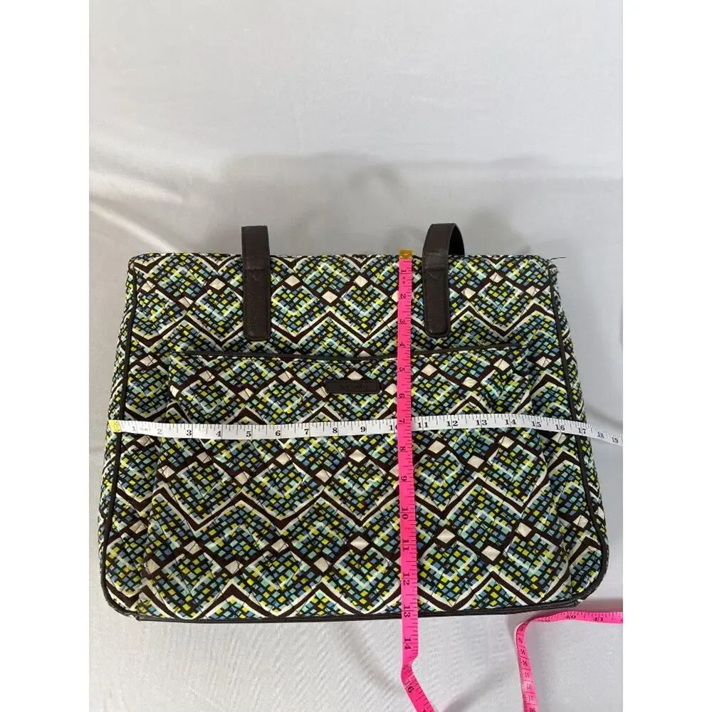 Vera Bradley Messenger Bag Quilted Geometric Blue Green Brown Mosaic‎ Pattern
